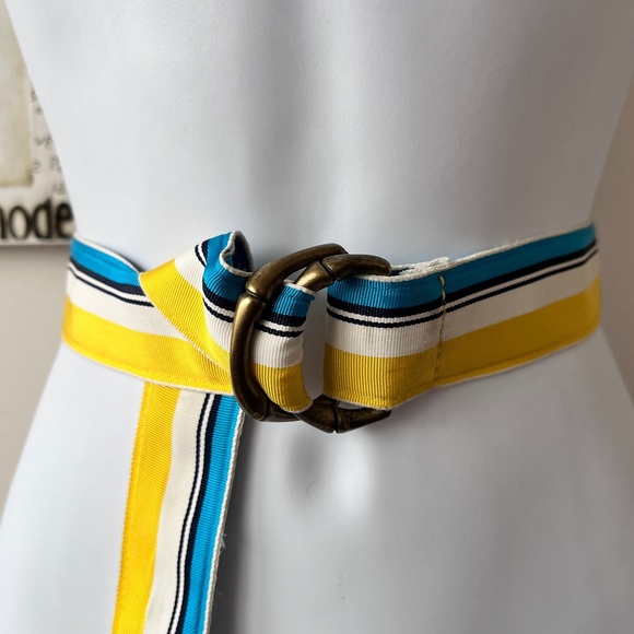 J. Crew Double D-Ring Grosgrain Ribbon Striped Belt - Picture 3 of 6